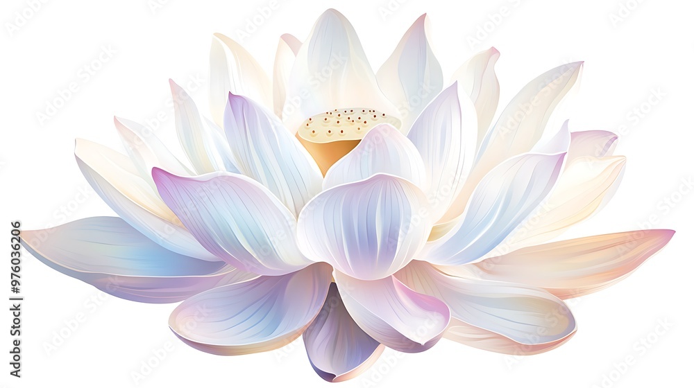 Fototapeta premium Elegant Vector Lotus Flower with Clip Art Style on White Background