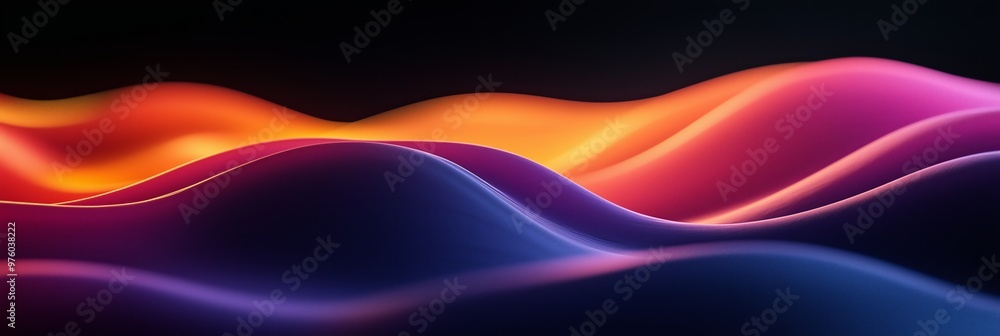 Abstract colorful wavy shapes on black background Abstract colorful wavy shapes on black background
