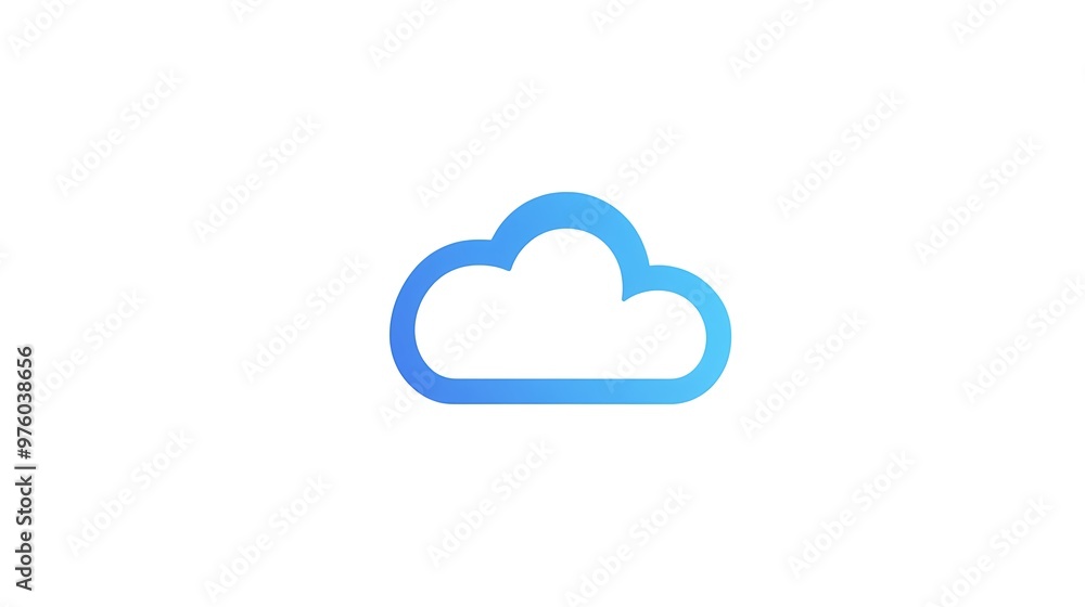 Elegant Cloud Logo Design on White Background - Minimalistic Vector Graphic with Light Blue Outline Elegant Cloud Logo Design on White Background - Minimalistic Vector Graphic with Light Blue Outline