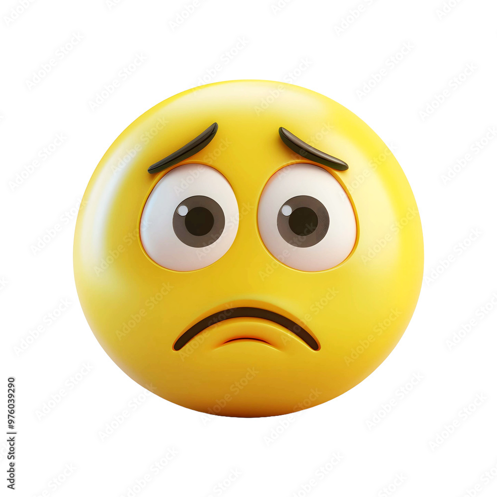 3D sad emoticon with a frowning face, conveying a sense of loneliness or sadness 3D sad emoticon with a frowning face, conveying a sense of loneliness or sadness