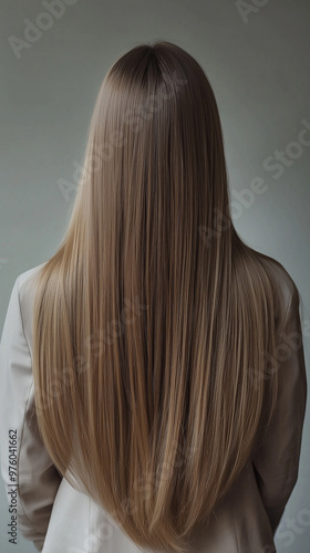 Long Straight Hair in a Natural Blonde Shade from Back View