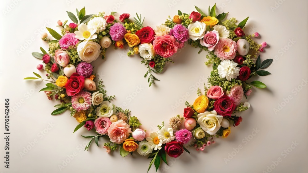 Heart shape made of fresh flowers, flowers, heart, love, romantic, wedding, bouquet, Valentine's Day, petals, nature Heart shape made of fresh flowers, flowers, heart, love, romantic, wedding, bouquet, Valentine's Day, petals, nature