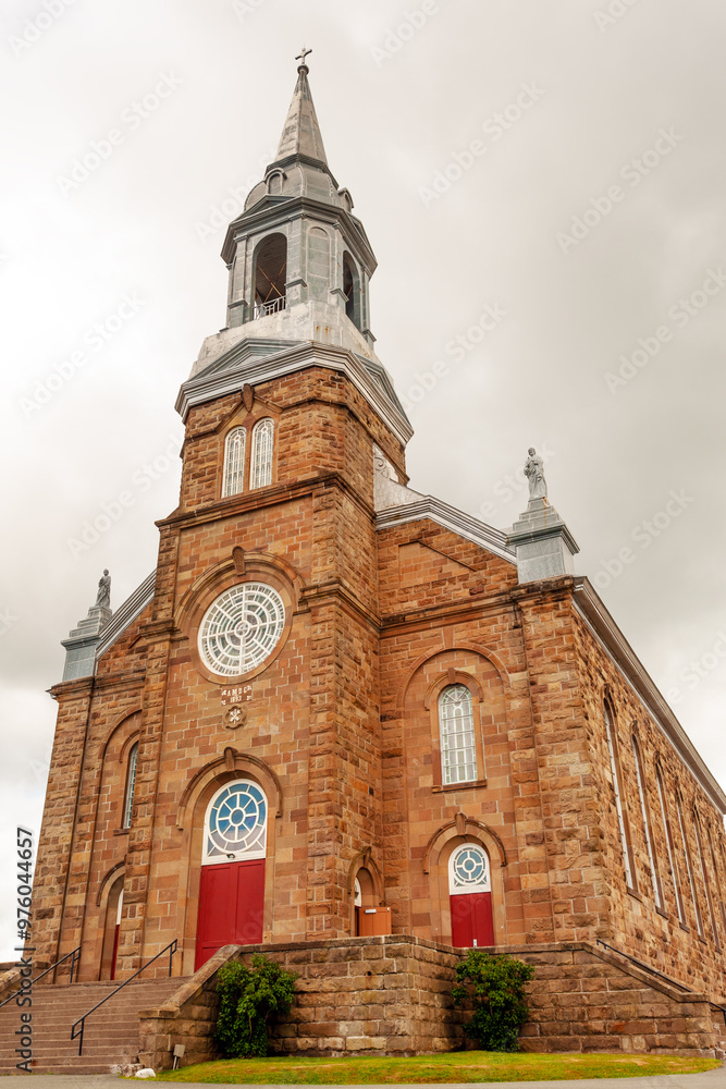 Obraz premium Catholic Saint-Pierre church built in 1893 in the village of Cheticamp, Cape Breton Island, Nova Scotia, Canada
