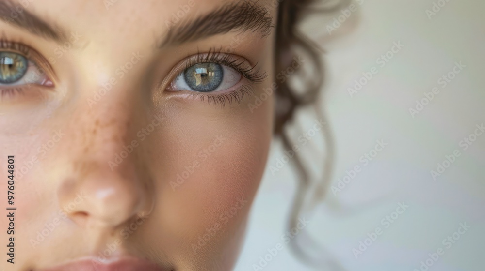 Fototapeta premium Close-up of a woman's face with natural makeup
