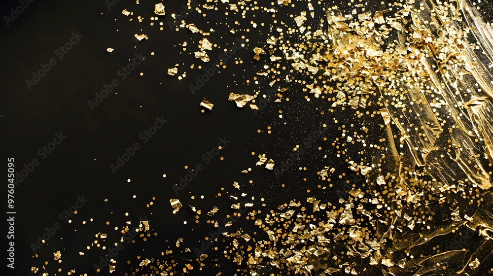 Luxury gold foil background with shimmering metallic details against a black backdrop. Luxury gold foil background with shimmering metallic details against a black backdrop.