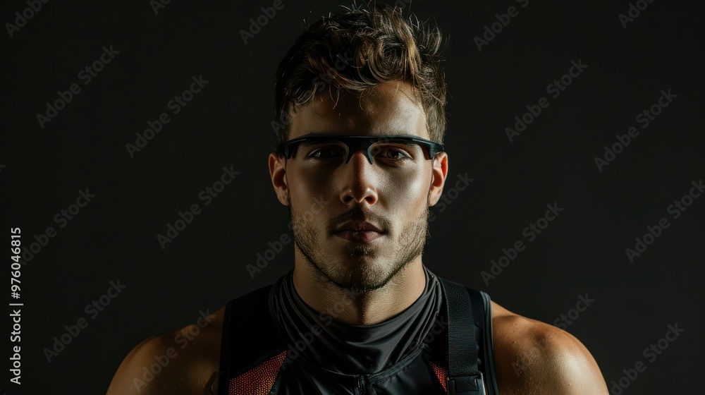 Naklejka premium Male portrait of an athlete in sports gear