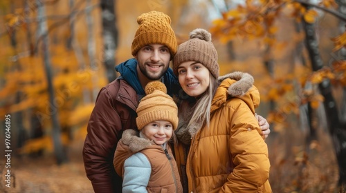 Outdoor family portrait during the fall season