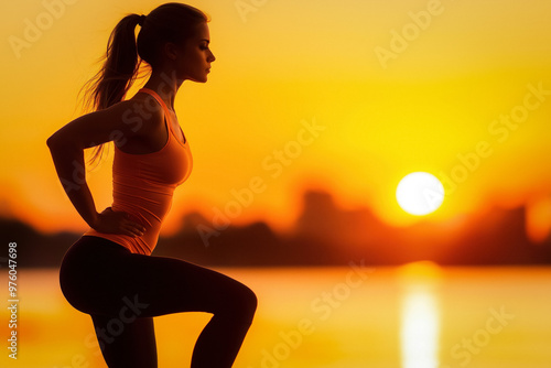 Fitness Exercises At Sunset