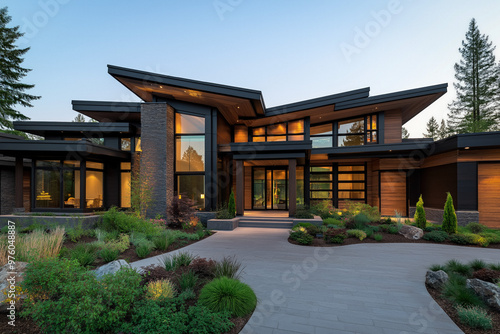Modern House At Sunset