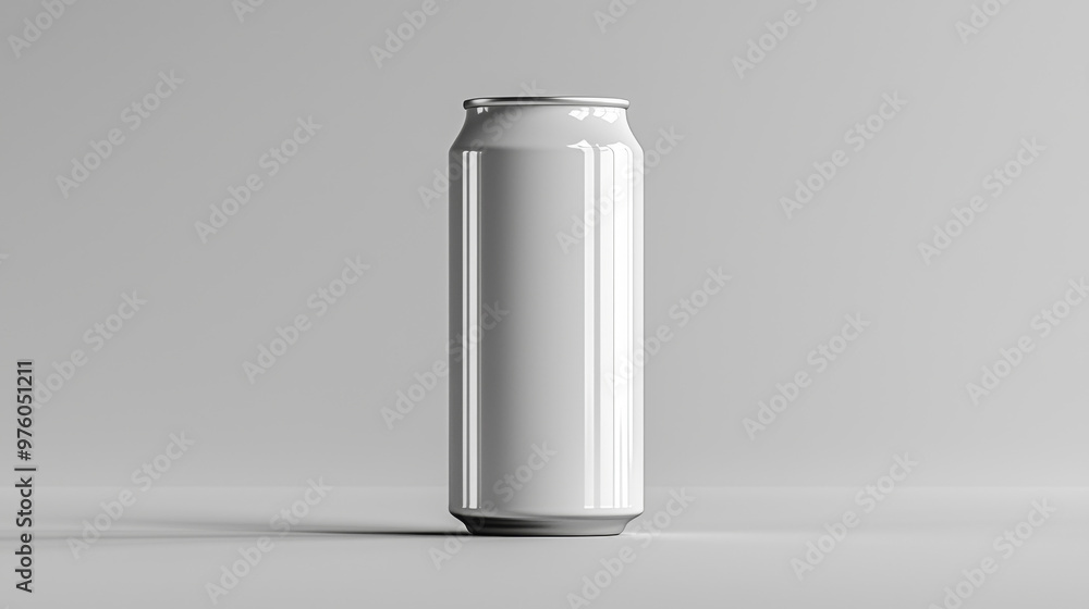 White aluminum can mockup on a grey background. White aluminum can mockup on a grey background.
