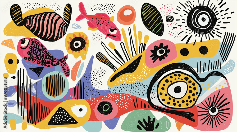 Abstract doodles with a mix of organic and geometric forms Abstract doodles with a mix of organic and geometric forms