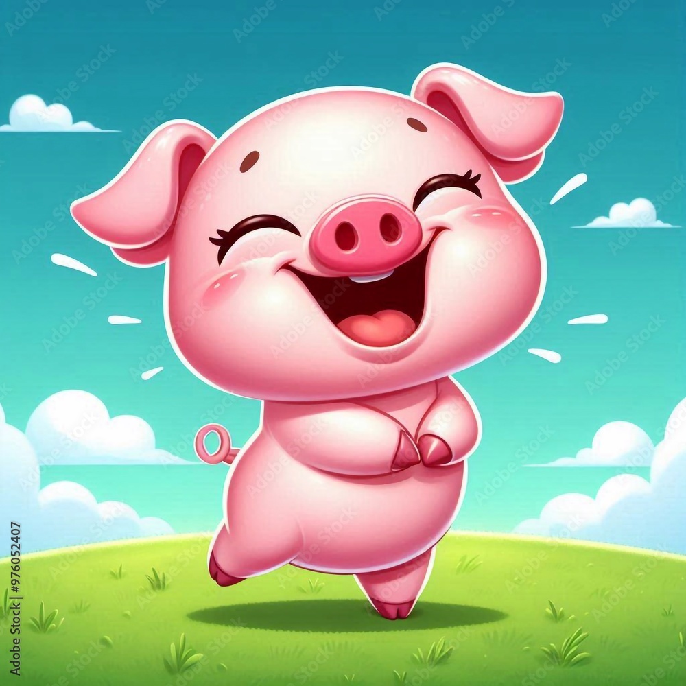 Fototapeta premium 3D lachendes Ferkel