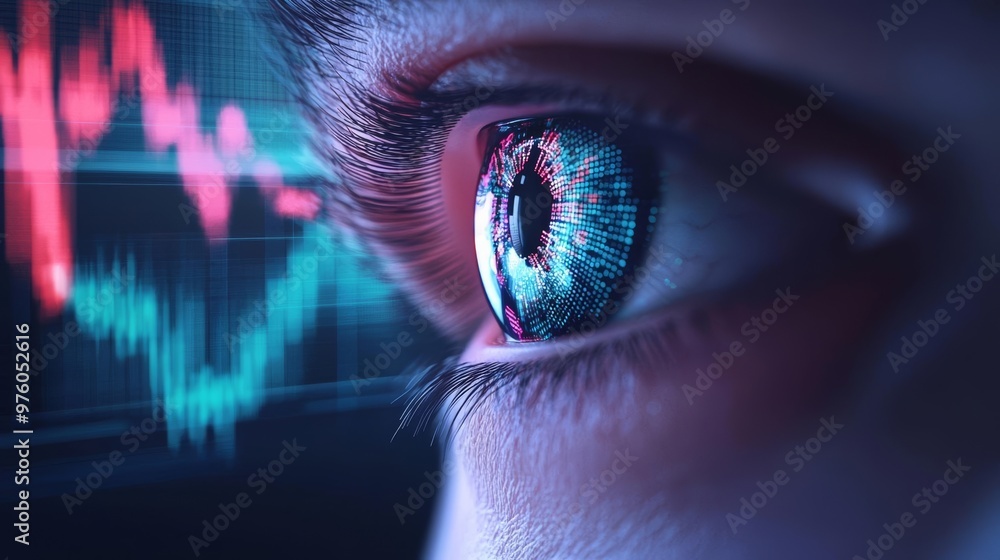 Mechanical eyes scanning fluctuating stock market graphs in real-time ...