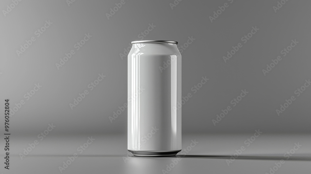 Blank white aluminum can on a gray background. Blank white aluminum can on a gray background.
