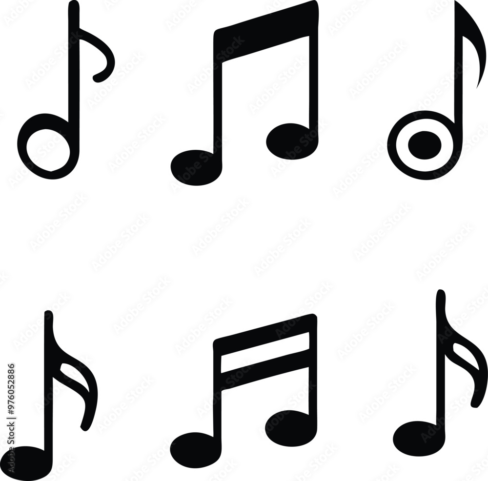 Music notes icons set. Vector illustration Music notes icons set. Vector illustration