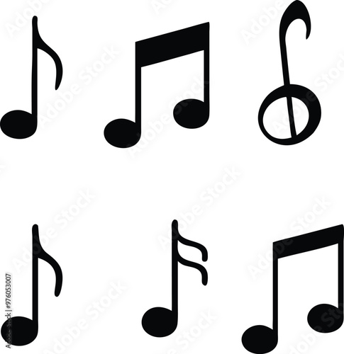 Music notes icons set. Vector illustration