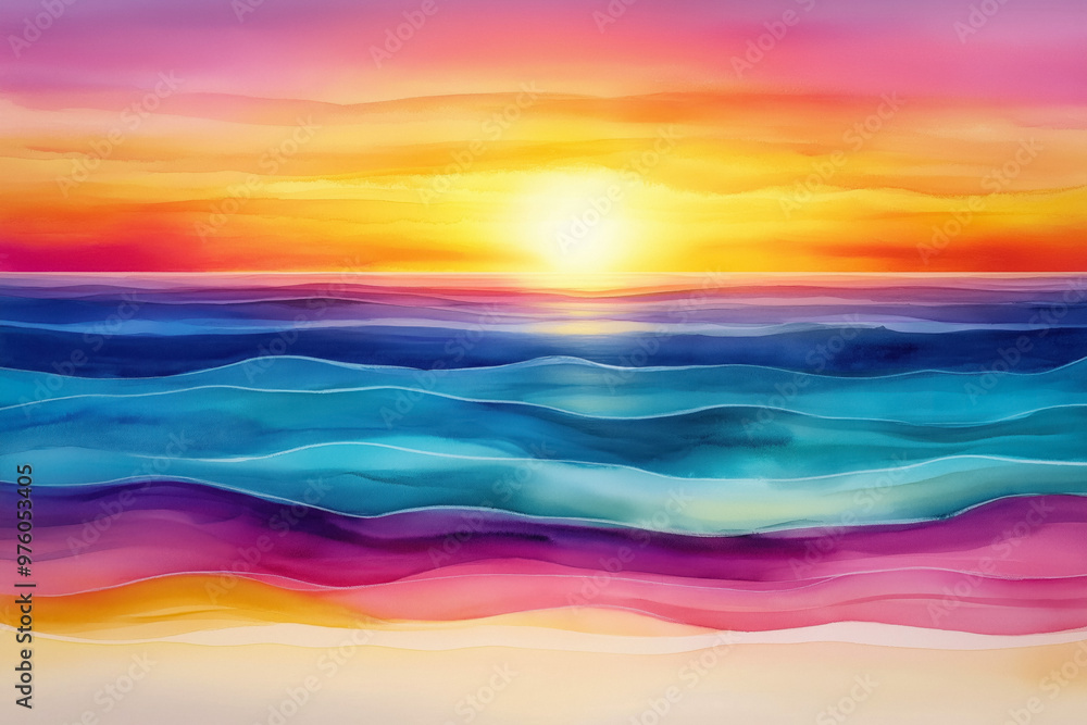 Sunset Background In Watercolor Sunset Background In Watercolor
