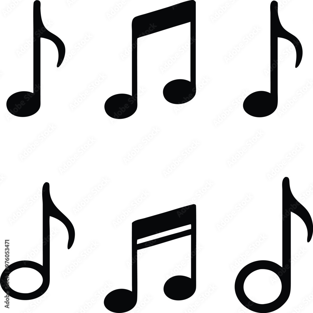 Music notes icons set. Vector illustration Music notes icons set. Vector illustration