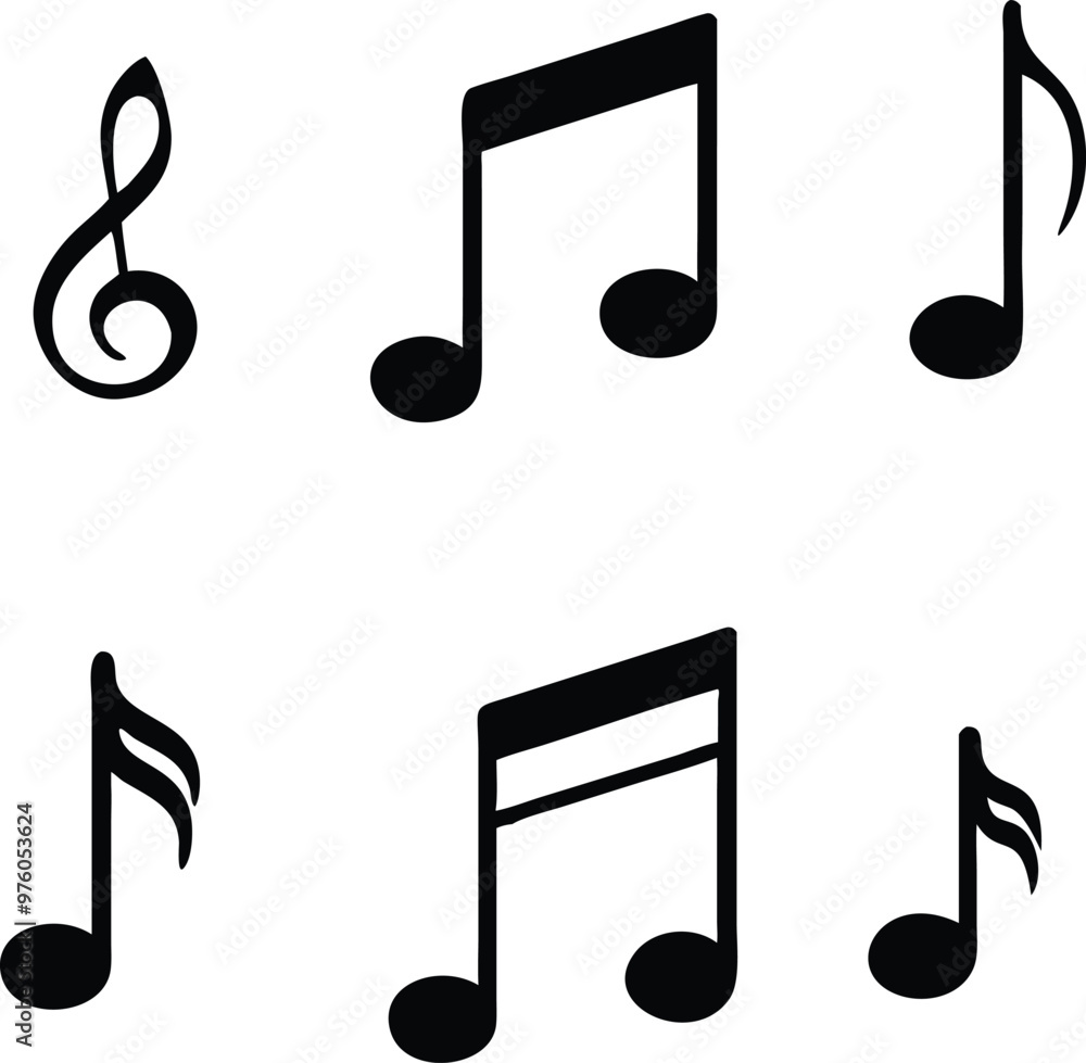 Music notes icons set. Vector illustration Music notes icons set. Vector illustration