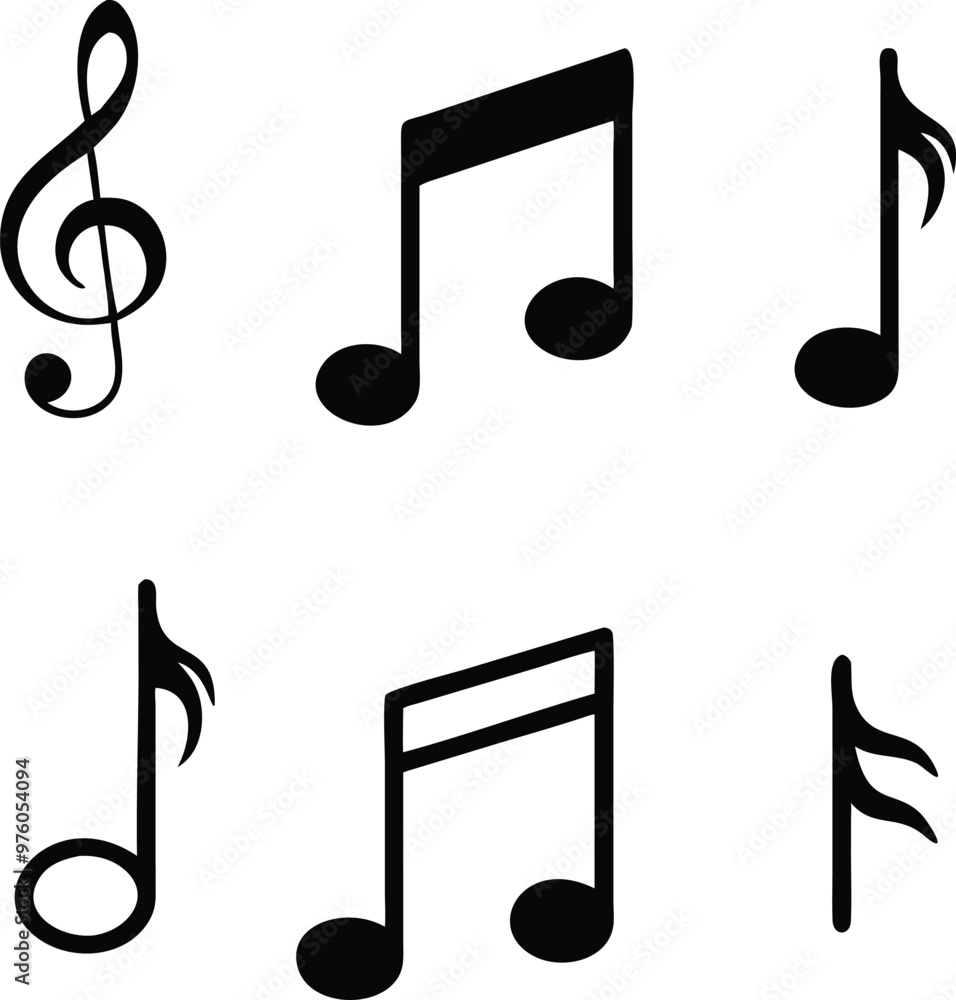 Music notes icons set. Vector illustration Music notes icons set. Vector illustration