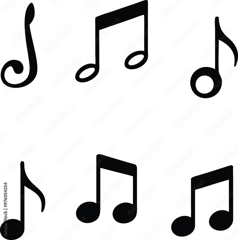 Music notes icons set. Vector illustration Music notes icons set. Vector illustration