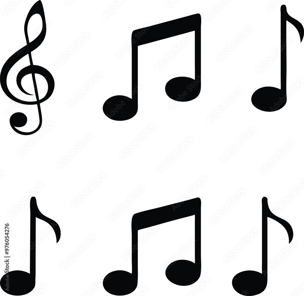 Music notes icons set. Vector illustration Music notes icons set. Vector illustration