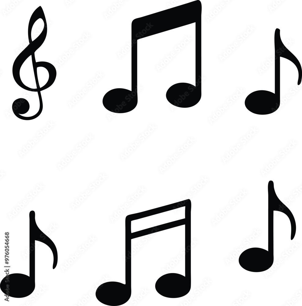 Music notes icons set. Vector illustration Music notes icons set. Vector illustration