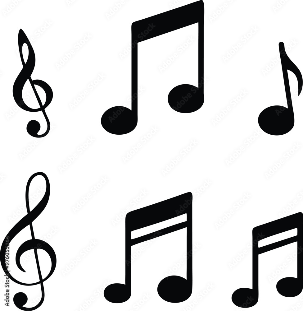 Music notes icons set. Vector illustration Music notes icons set. Vector illustration