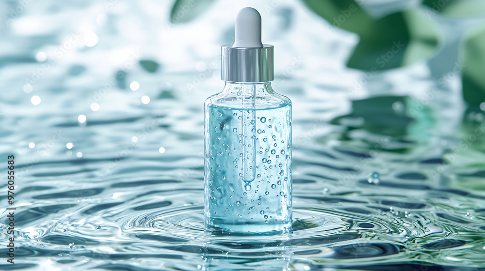 Glass Dropper Bottle in a Clean and Refreshing Skincare Routine Setup Glass Dropper Bottle in a Clean and Refreshing Skincare Routine Setup