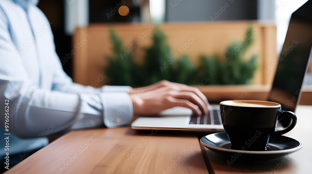 Coffee and Laptop Work at a Cozy Café Coffee and Laptop Work at a Cozy Café