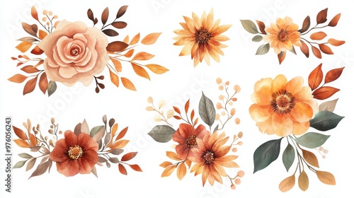 This beautiful fall floral wreath showcases a vibrant array of autumn flowers along with colorful leaves, making it the perfect choice for creating invitations and card designs during the season