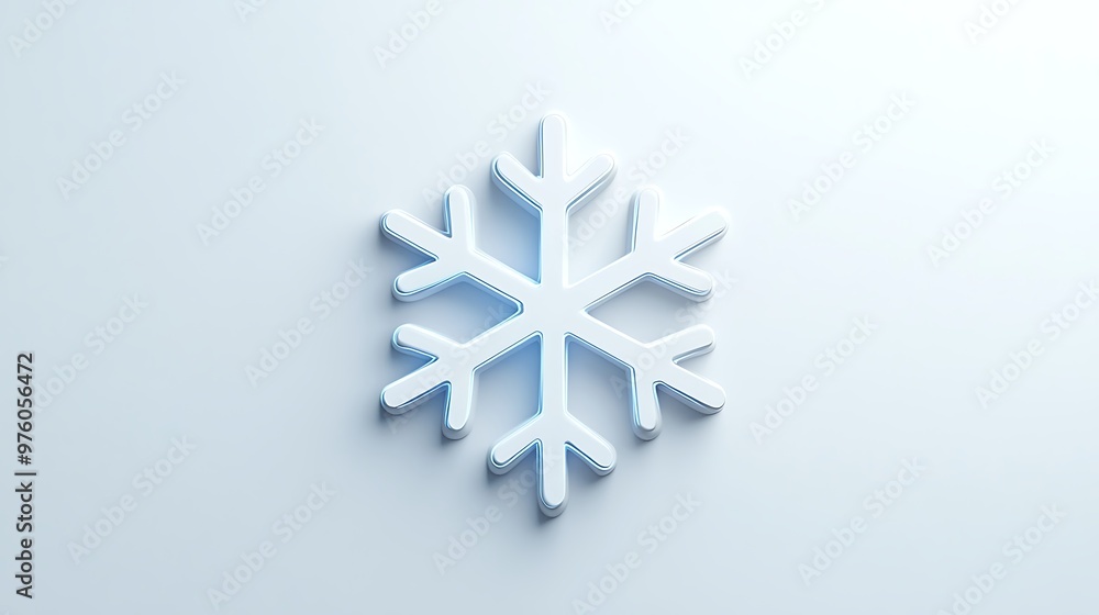 Tranquil Snowflake Icon in Matte Claymation Style - 3D Render of Minimalistic Low-Poly Design with Soft Blue Glows Tranquil Snowflake Icon in Matte Claymation Style - 3D Render of Minimalistic Low-Poly Design with Soft Blue Glows
