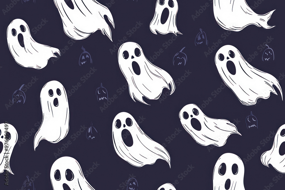 Funny ghost seamless pattern. Halloween wallpaper. Funny ghost seamless pattern. Halloween wallpaper.
