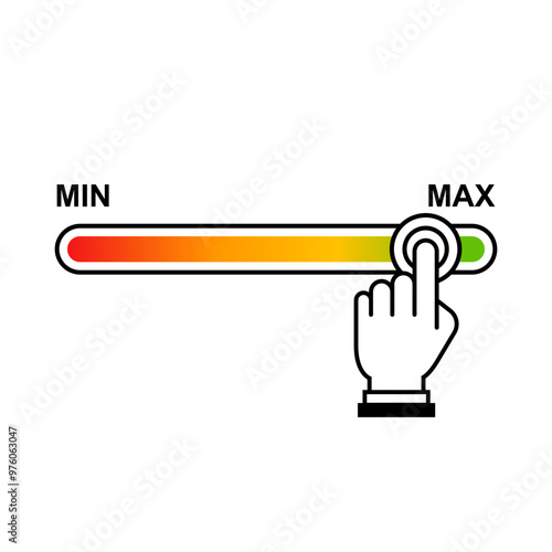 from minimum to maximum. scale with finger.
