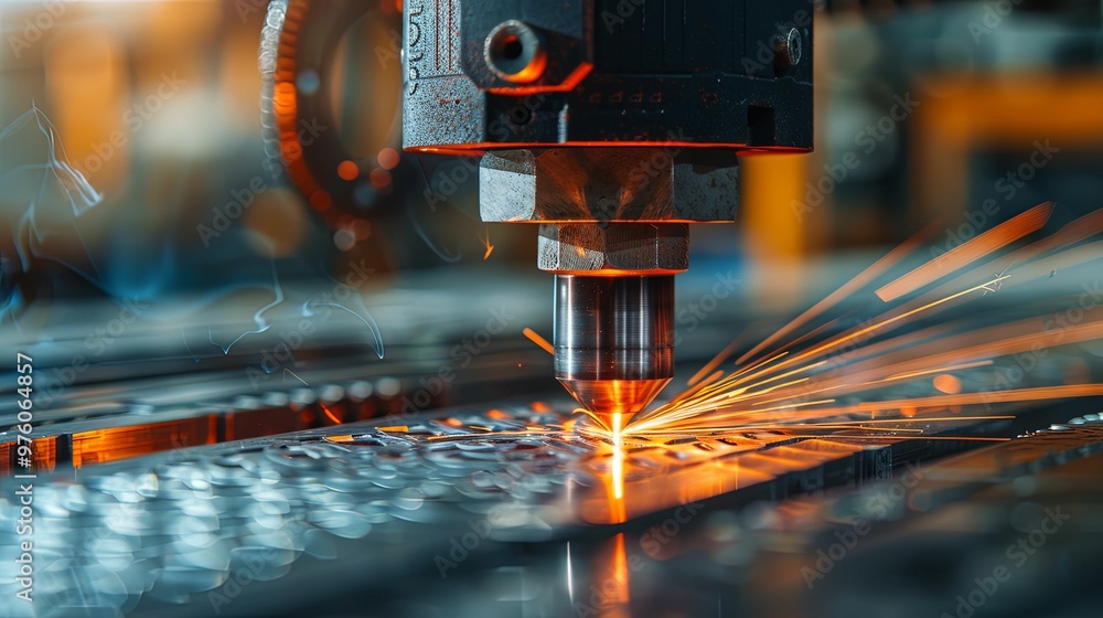 Close-up of a CNC Laser Cutting Machine Cutting Metal Close-up of a CNC Laser Cutting Machine Cutting Metal