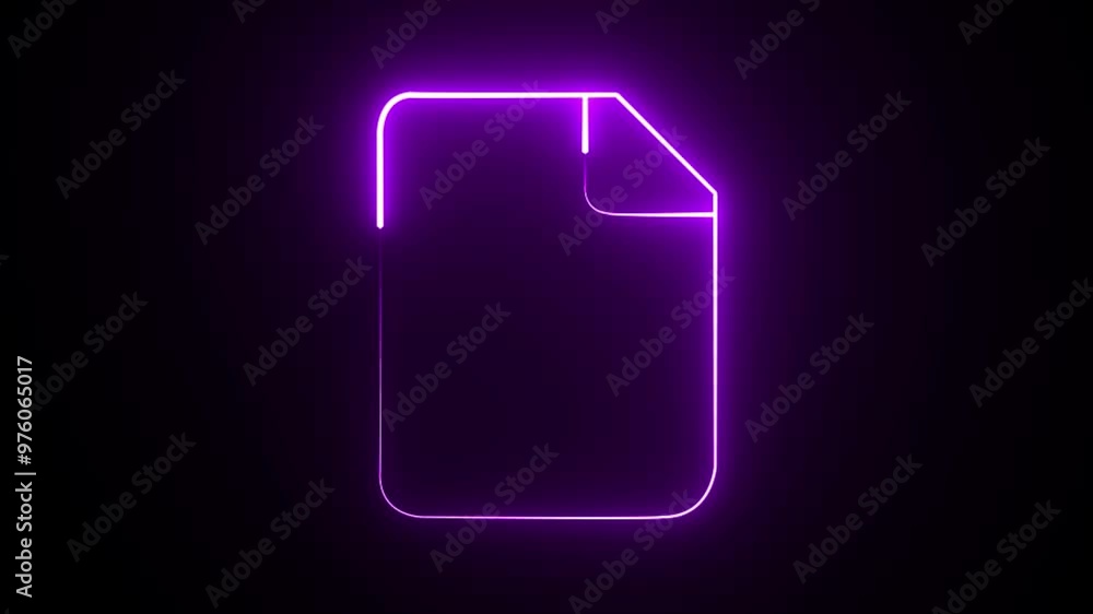 File icon animation by purple color neon on black background. File icon animation by purple color neon on black background.