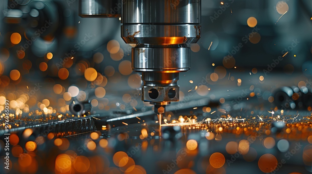 Close-up of Industrial Metal Cutting Machine with Sparks Close-up of Industrial Metal Cutting Machine with Sparks