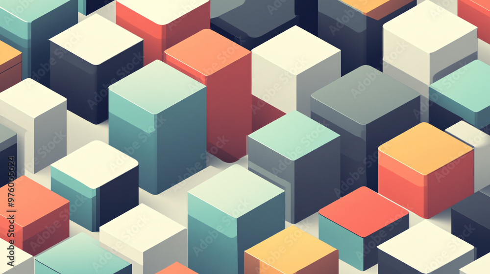 Abstract Geometric Background with Colorful Cubes Abstract Geometric Background with Colorful Cubes