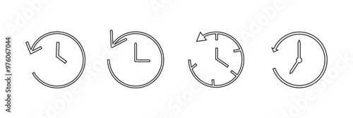 History icon set isolated on white background. History past events vector icon. Clock vector. History outline vector.