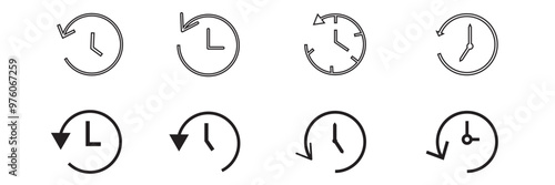 History icon set isolated on white background. History past events vector icon. Clock vector. History outline vector.
