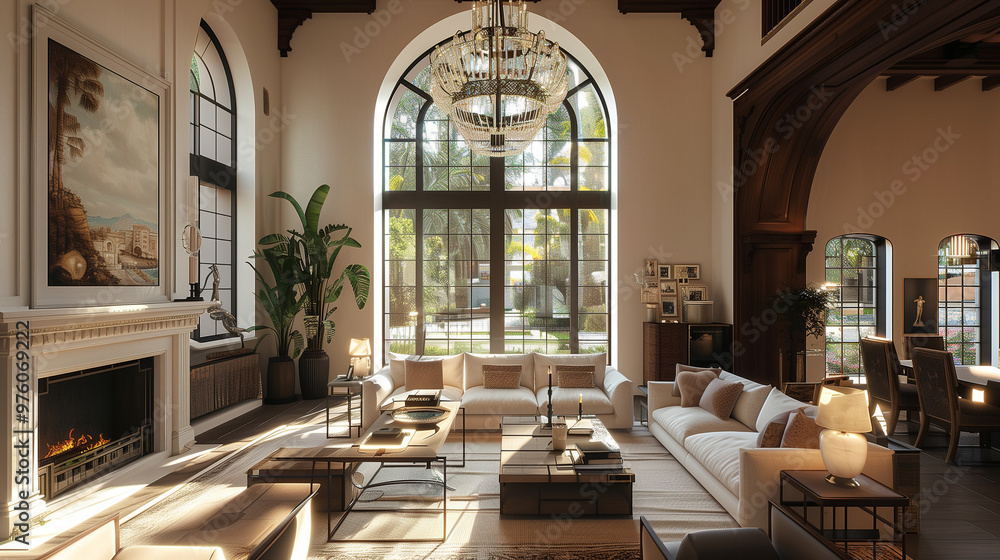 Interior view with arches, columns, and soft light streaming through windows in a classic religious architectural setting Interior view with arches, columns, and soft light streaming through windows in a classic religious architectural setting