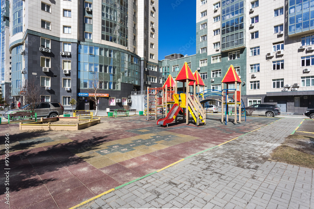 children's playground on the territory of an apartment building children's playground on the territory of an apartment building