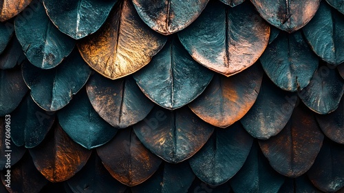 Wallpaper Mural Detailed Dragon Scales in Varying Shades Creating Depth and Intricate Pattern Torontodigital.ca
