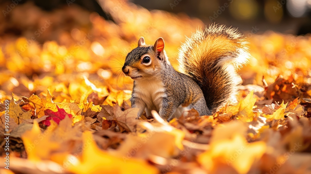 Squirrel Surrounded by Autumn Leaves Squirrel Surrounded by Autumn Leaves