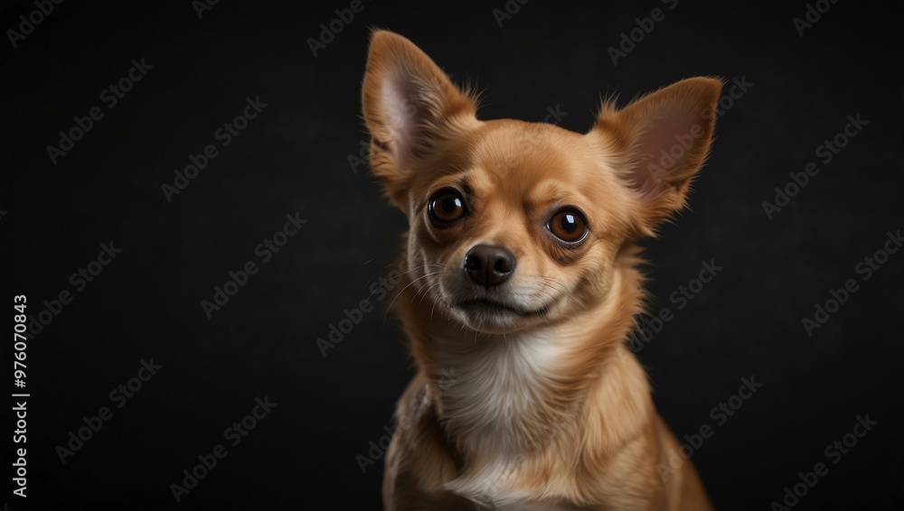 Cute brown Chihuahua dog close-up on black background. Cute brown Chihuahua dog close-up on black background.