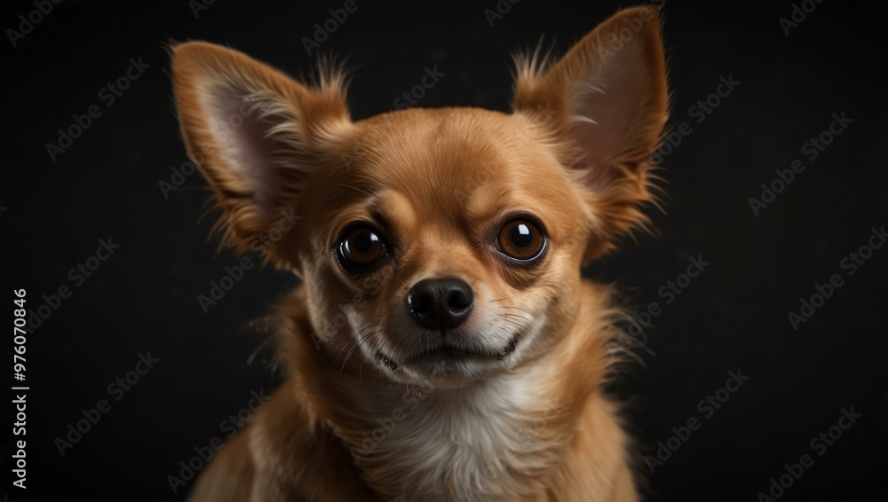 Cute brown Chihuahua dog close-up on black background. Cute brown Chihuahua dog close-up on black background.