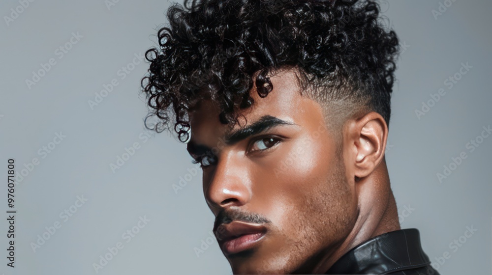 Close-up Portrait of a Man with Curly Hair Close-up Portrait of a Man with Curly Hair