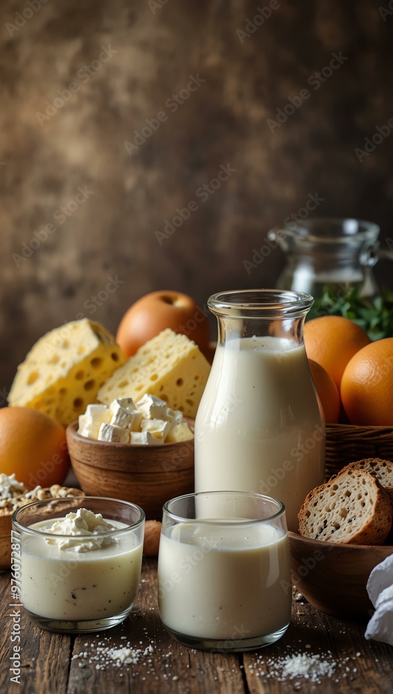 Dairy products and baking ingredients. Dairy products and baking ingredients.