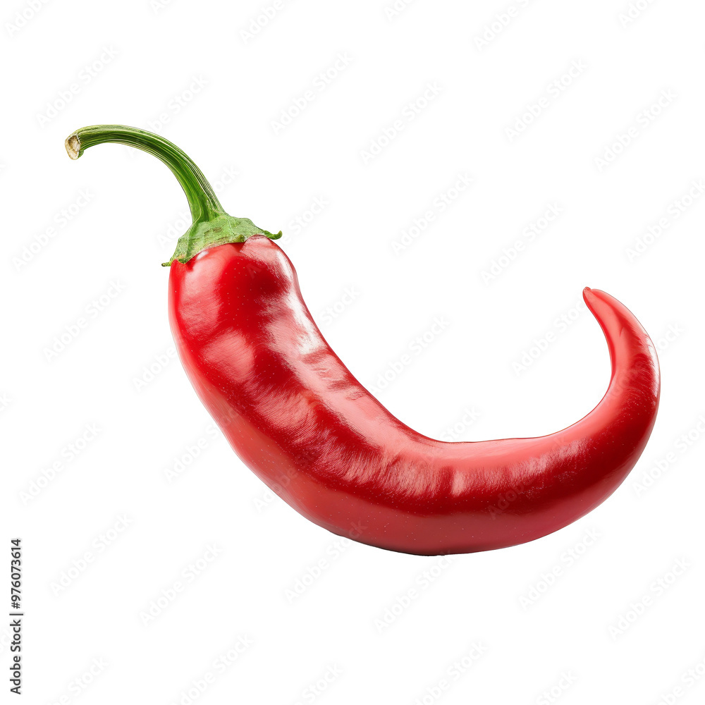 Fresh red chili pepper on a transparent background showcasing its vibrant color and distinct curved shape, ideal for culinary use and spice lovers Fresh red chili pepper on a transparent background showcasing its vibrant color and distinct curved shape, ideal for culinary use and spice lovers