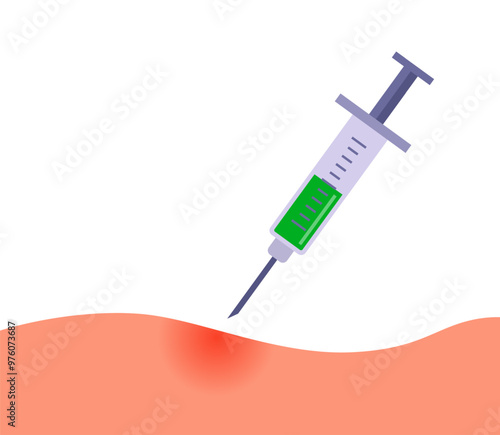 to give an injection into the body. painful injection.